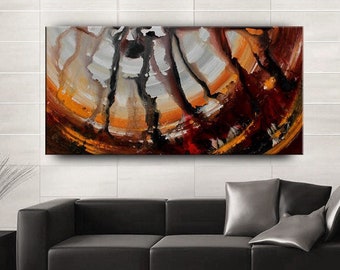 Brown Contemporary Art Abstract Painting on Canvas - Bold and Expressive Artwork - Living Space Abstract Wall Art Large Decor by Nandita