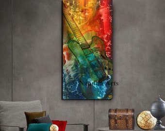 Abstract Guitar Canvas Art: Modern Music Décor (24x48)