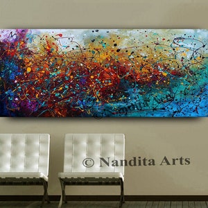 Jackson Pollock inspired art Colorful Oil Art,Pollock Abstract Acrylic Painting on Canvas,Large Wall Decor Living Room by Nandita Albright