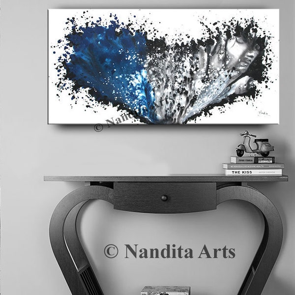Blue Abstract Painting: Large Modern Art on Canvas by Nandita Albright