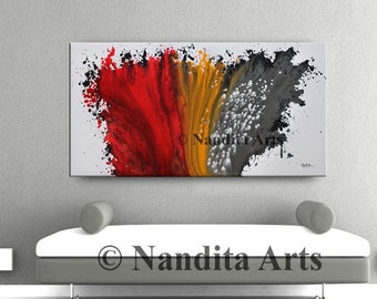 Abstract Original Red and White Modern Art, Purple Abstract Art Modern Painting, Large Black Wall Art Decor, Red Artwork by Nandita Albright