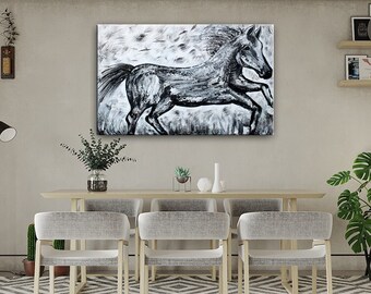 Elegant Equestrian Art Beautiful Horse Painting on Canvas, Handmade Horse Painting Original Artwork for Horse Lovers, By Nandita Albright