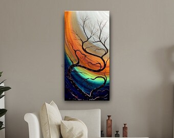Modern Tree Painting on Canvas: Abstract Landscape Wall Art by Nandita Albright