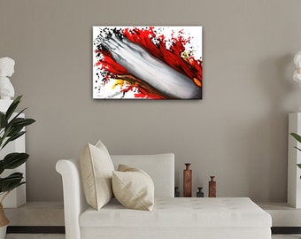 Red Wall Art Abstract Red Painting Colorful Painting on Canvas, Large Modern Handmade Home Décor, Original Artwork by Nandita Albright