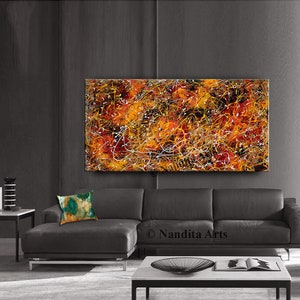 Abstract Splatter Art Large Jackson Pollock Style Painting on Canvas, Original Painting Luxury Style Home or Office Decor by Nandita image 5