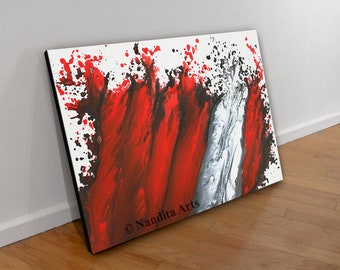 Red Abstract Painting: Modern Wall Art Decor, 36" Original Canvas Art