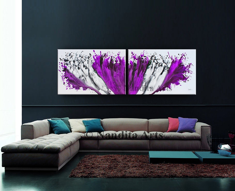 Purple Painting Large Wall Art Original Oil Painting Etsy