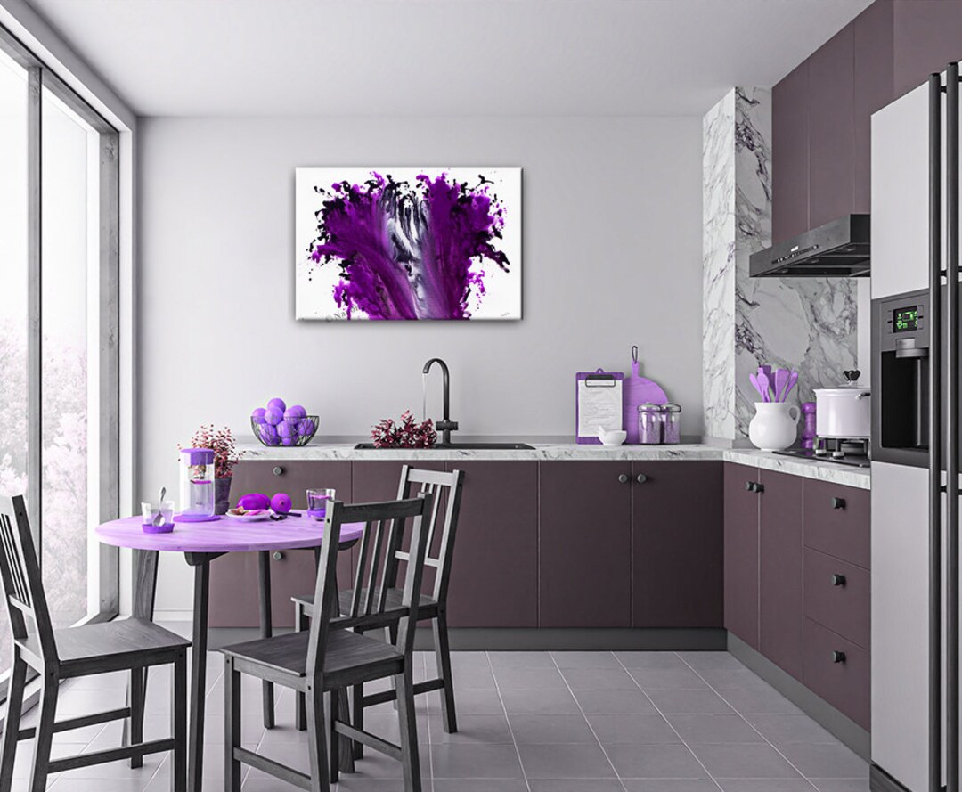 Fuchsia Wall Art Purple Painting for Bedroom Purple Abstract Etsy