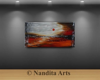 Abstract Landscape Painting Large - Abstract Landscape Painting On Canvas - Scenic Landscape Painting - Acrylic Painting Landscape