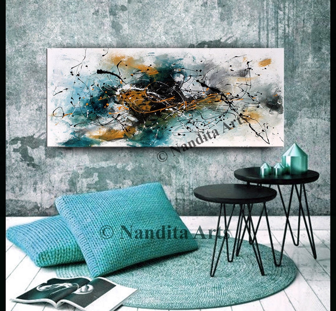 Blue Abstract Painting: Large Modern Canvas Wall Art - Etsy