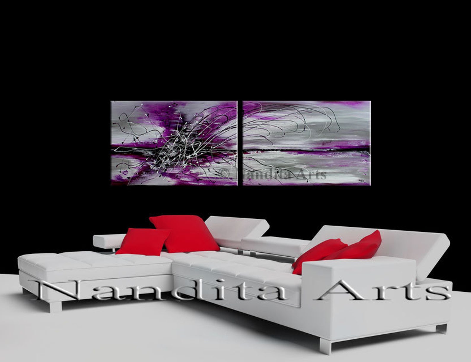 Purple Flower Painting Canvas Wall Art Purple Floral Wall Etsy