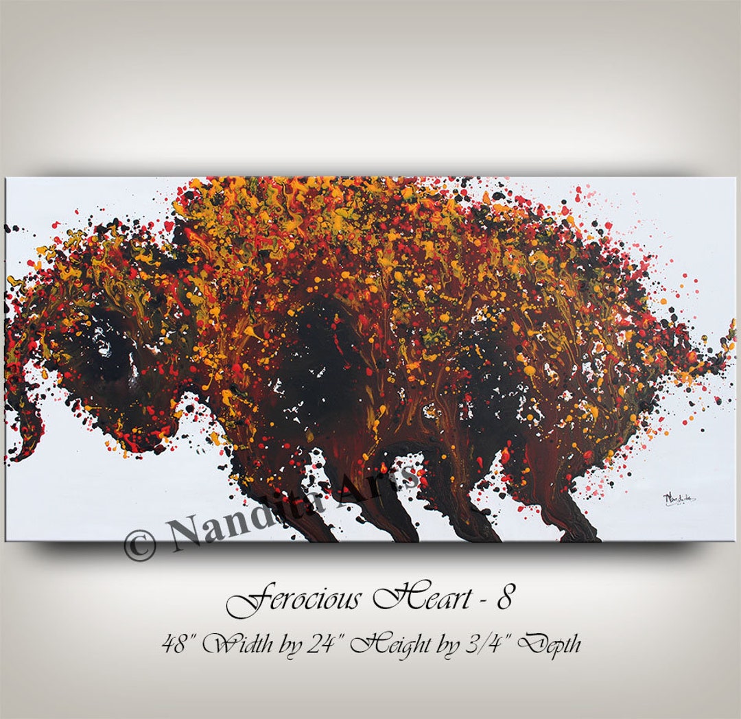 Red Bull Wall Art Animal Painting Abstract Painting on Canvas Modern
