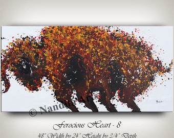 Red Bull Wall Art Animal Painting Abstract Painting on Canvas Modern Art Large canvas art, wall Decor for wife Christmas Gift - Nandita Arts