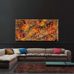 Abstract Splatter Art Large Jackson Pollock Style Painting on Canvas, Original Painting Luxury Style Home or Office Decor by Nandita image 8