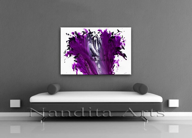 Fuchsia Wall Art Purple Painting for Bedroom Purple Abstract Etsy