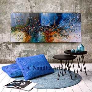 Colorful canvas wall art - Jackson pollock acrylic painting - Large multicolor painting by Nandita Albright