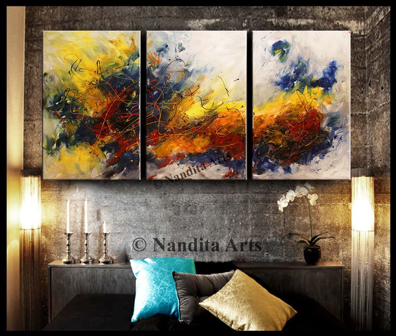 Paintings Gold Acrylic Wall Art Abstract Bedroom Canvas Art Etsy