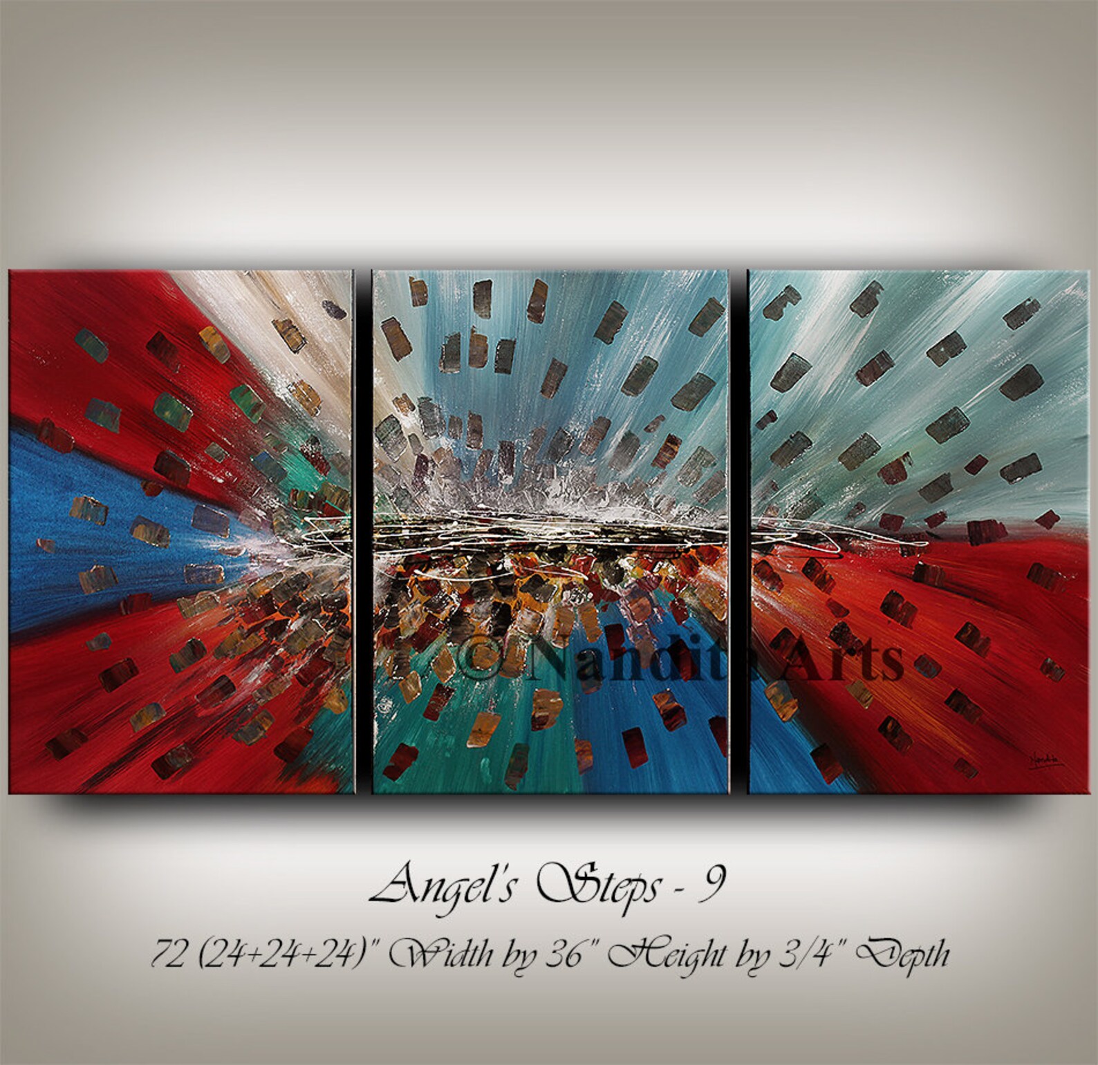 Blue red painting large canvas art Abstract painting canvas Etsy