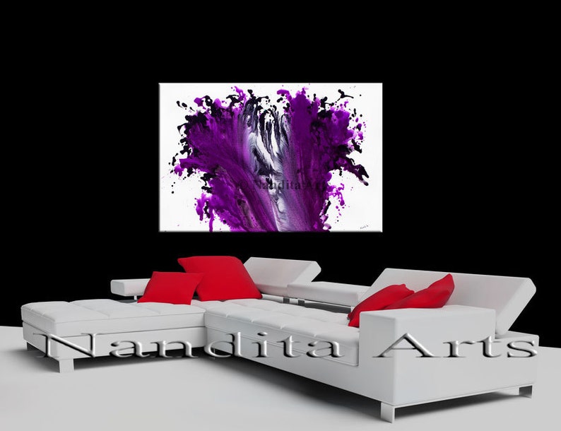 Fuchsia Wall Art Purple Painting for Bedroom Purple Abstract Etsy