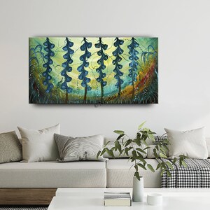 Blue Bell Flower Art on Canvas Modern Landscape Painting Large Modern Canvas Art Modern Canvas Wall Art Landscape Flower Paintings image 8