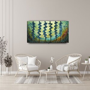 Blue Bell Flower Art on Canvas Modern Landscape Painting Large Modern Canvas Art Modern Canvas Wall Art Landscape Flower Paintings image 4