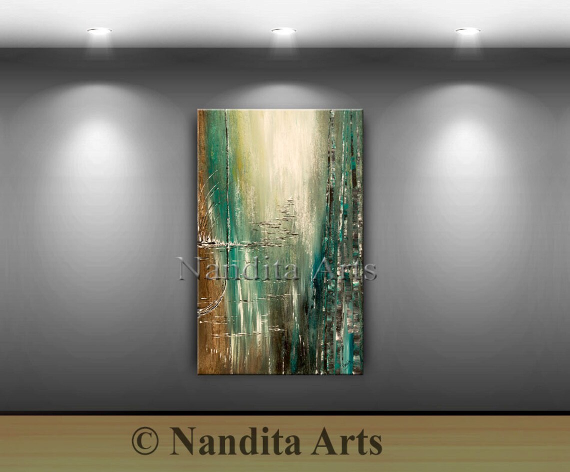 Turquoise Canvas Wall Art Turquoise Painting Landscape Etsy