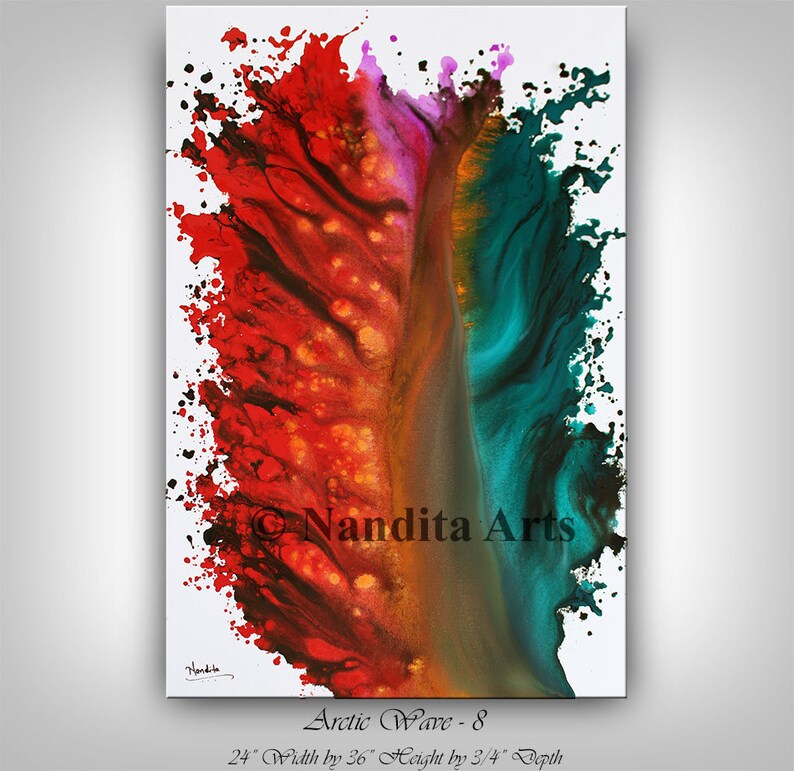 ORIGINAL Modern Art Red Painting Abstract Art Turquoise Home Etsy