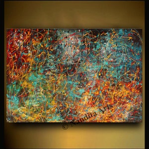 Large Abstract Painting: Jackson Pollock Style Canvas Wall Art