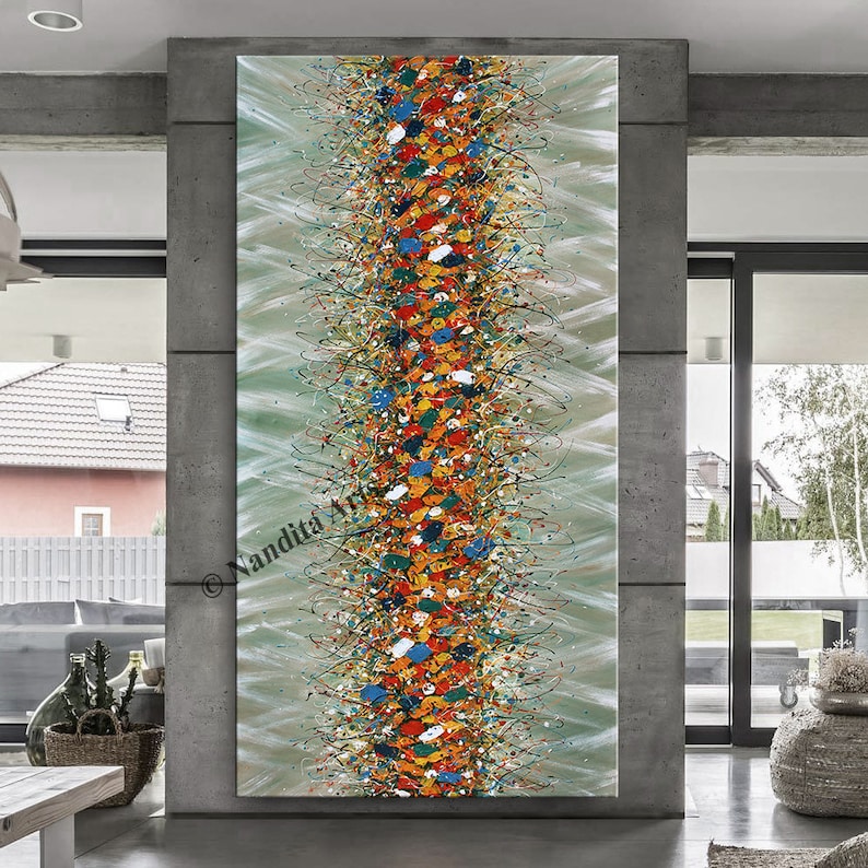 Texture Art on Canvas Jackson Pollock Style Large Abstract Painting