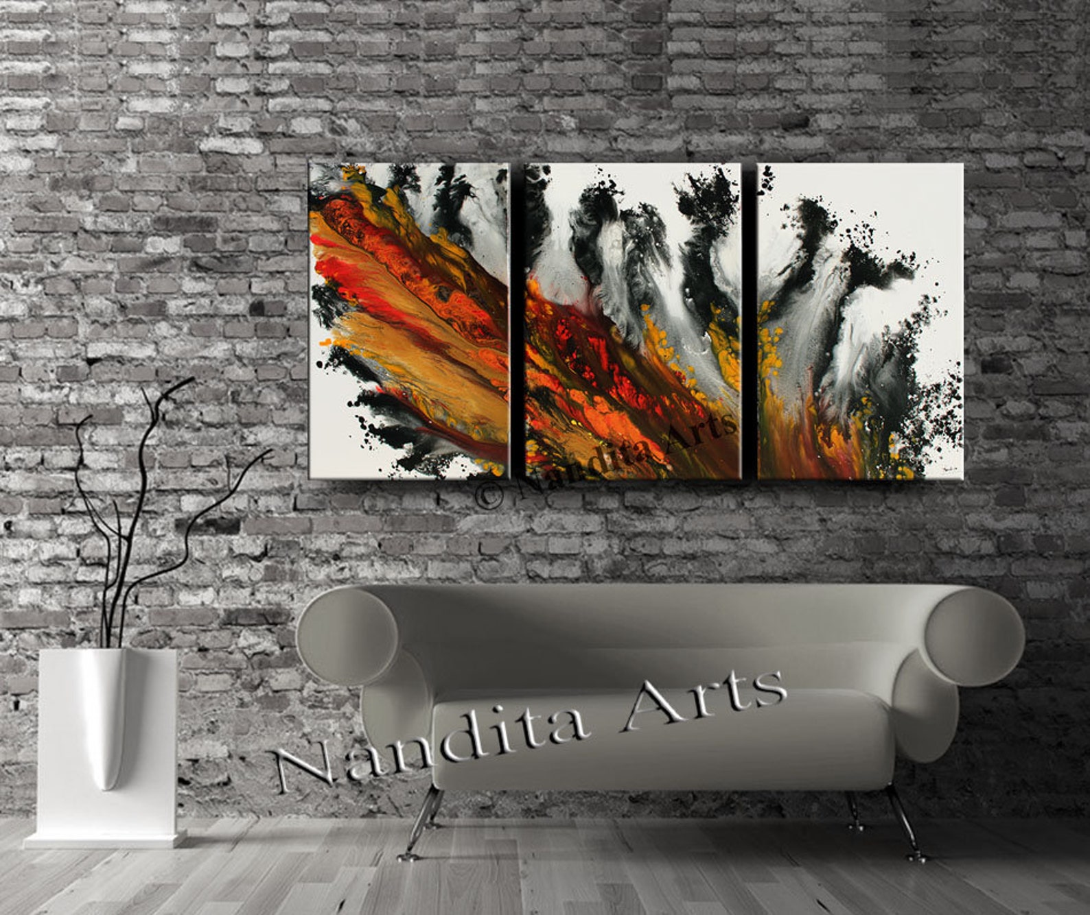 Red Orange Modern Wall Art 72 Acrylic Painting on Canvas Etsy