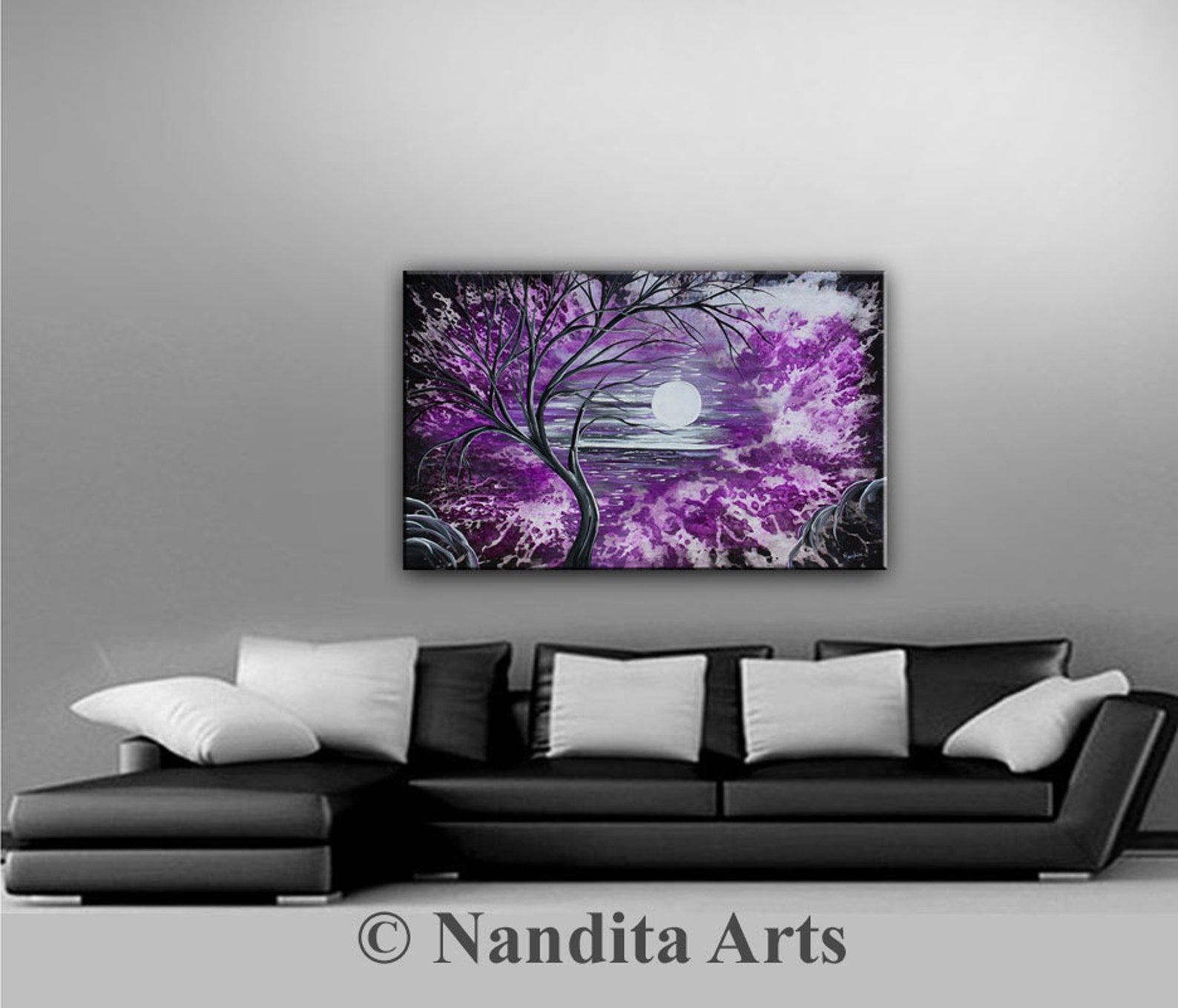 Purple Canvas Wall Art Original Landscape Art Watercolor | Etsy