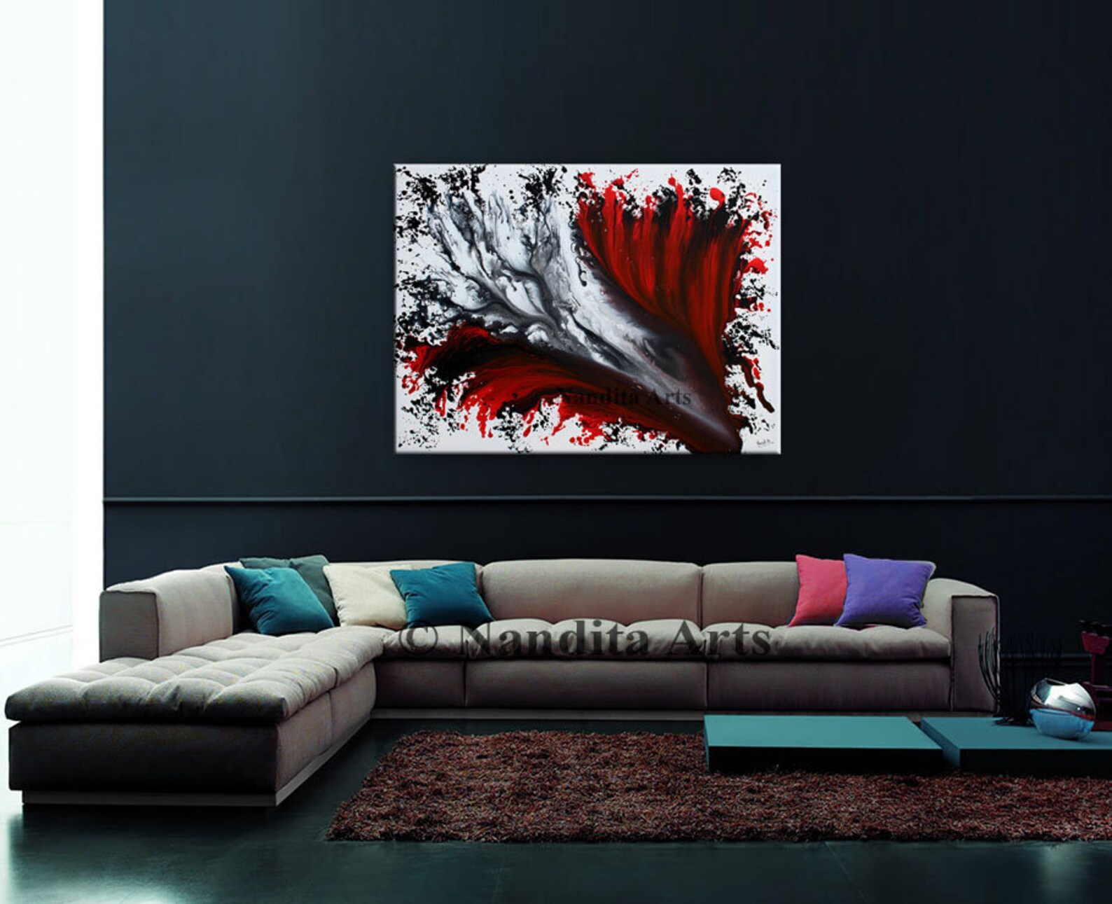 Sale Wall Art Acrylic Painting Painting Red Wall Decor Etsy