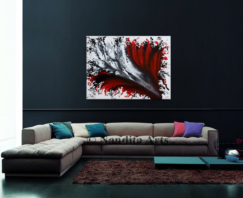 Sale Wall Art Acrylic Painting Painting Red Wall Decor Etsy