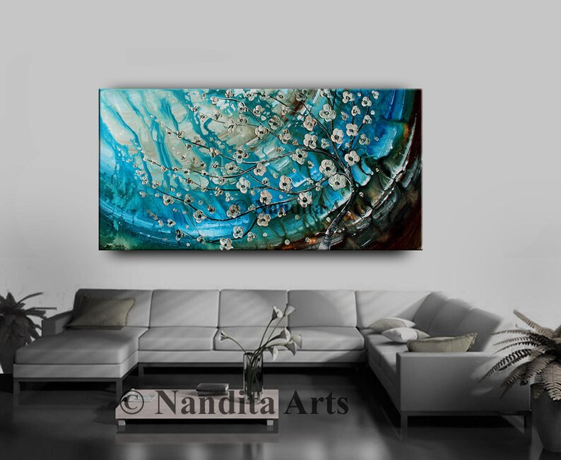 Vibrant Impasto Flower Painting on Canvas Handmade Artwork for Home Decor Large Landscape Painting Abstract Floral Artwork Modern Art image 7