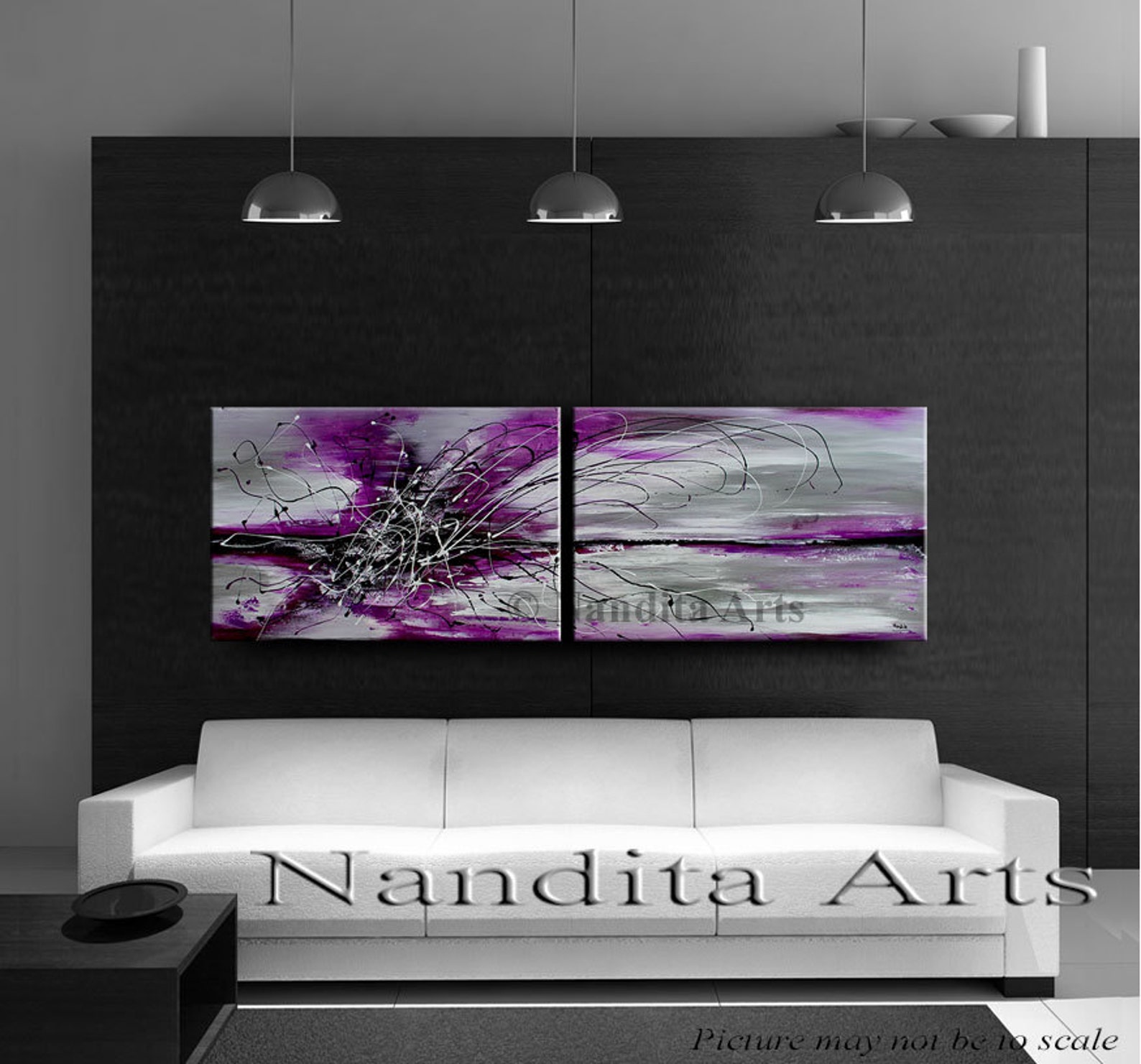 Purple Flower Painting Canvas Wall Art Purple Floral Wall Etsy