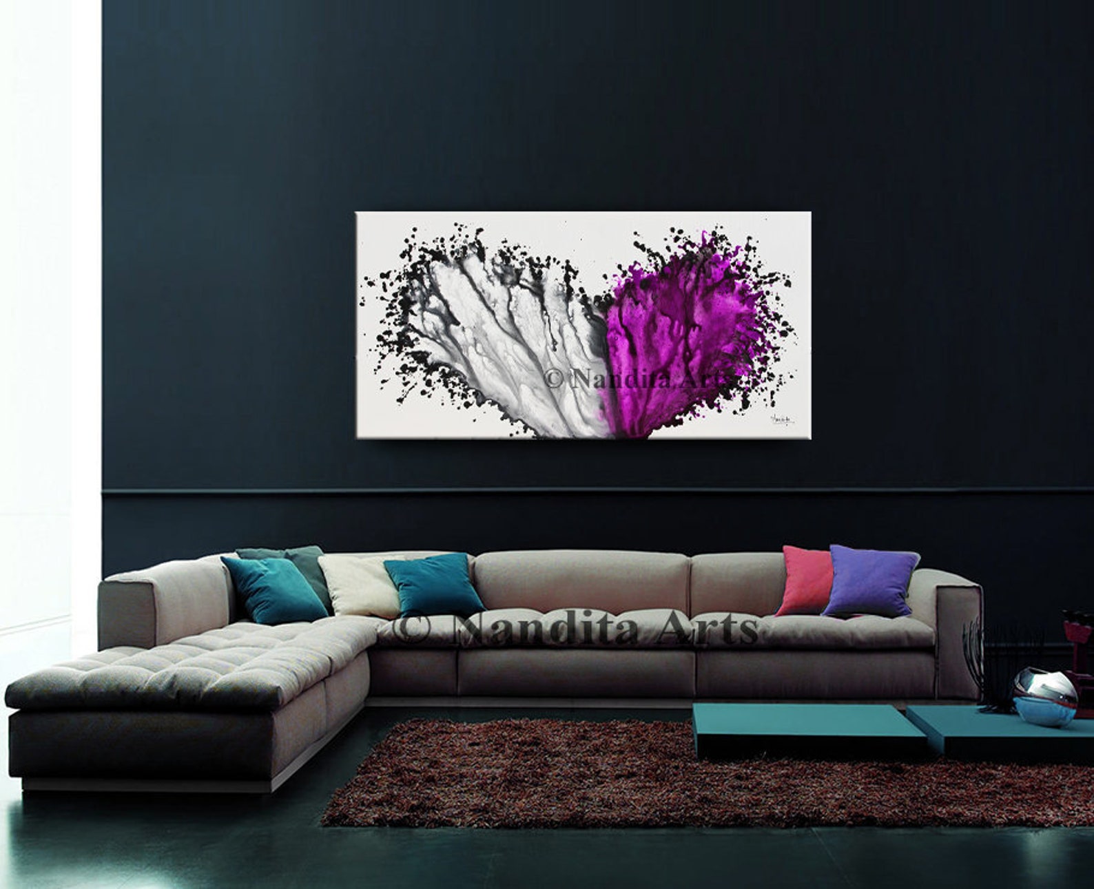 Painting Large Purple Wall Art Original Modern Painting For Etsy