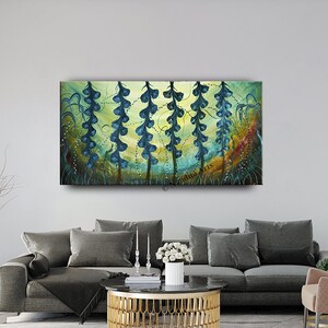 Blue Bell Flower Art on Canvas Modern Landscape Painting Large Modern Canvas Art Modern Canvas Wall Art Landscape Flower Paintings image 9