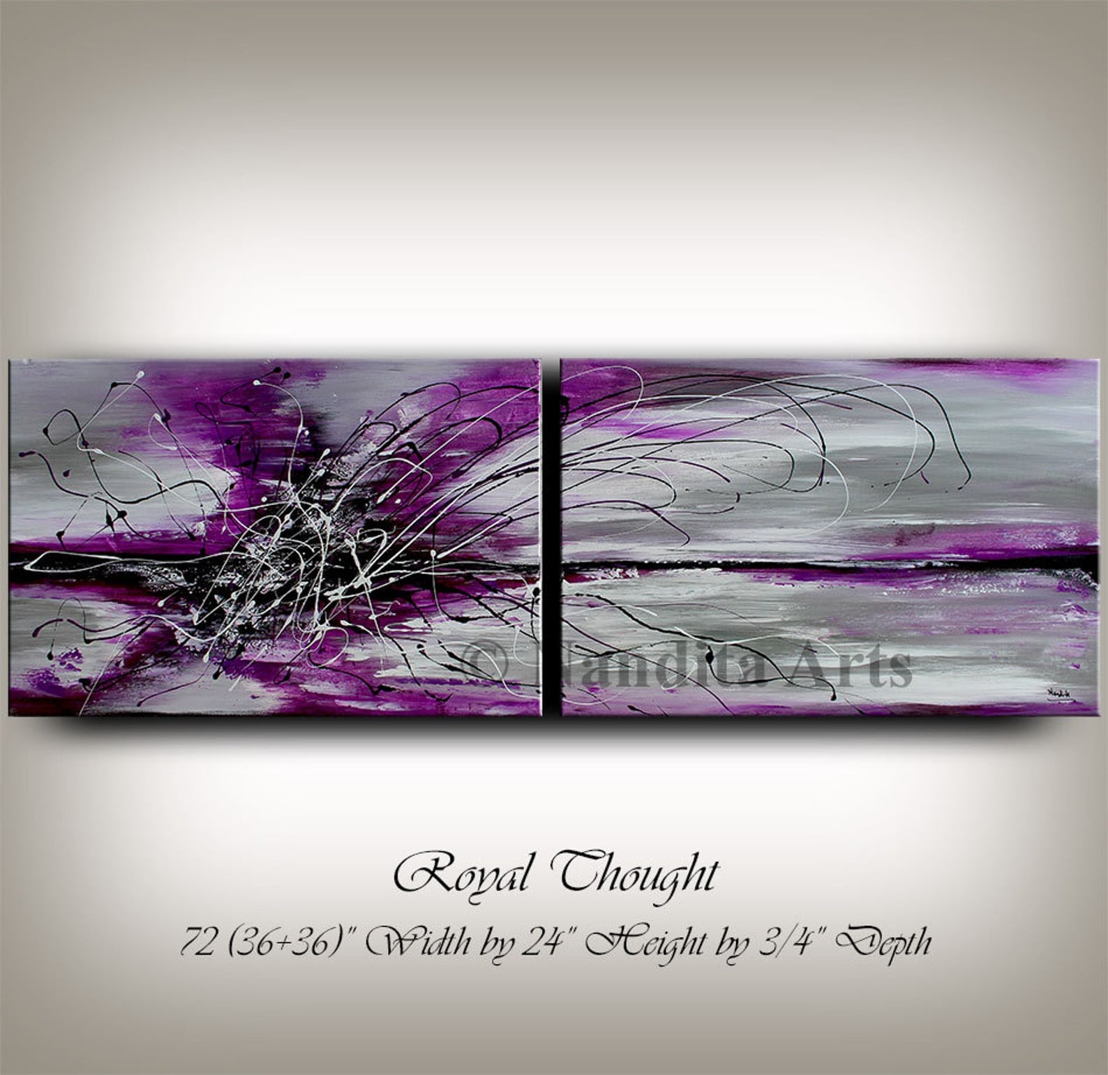 Purple Flower Painting Canvas Wall Art Purple Floral Wall Etsy