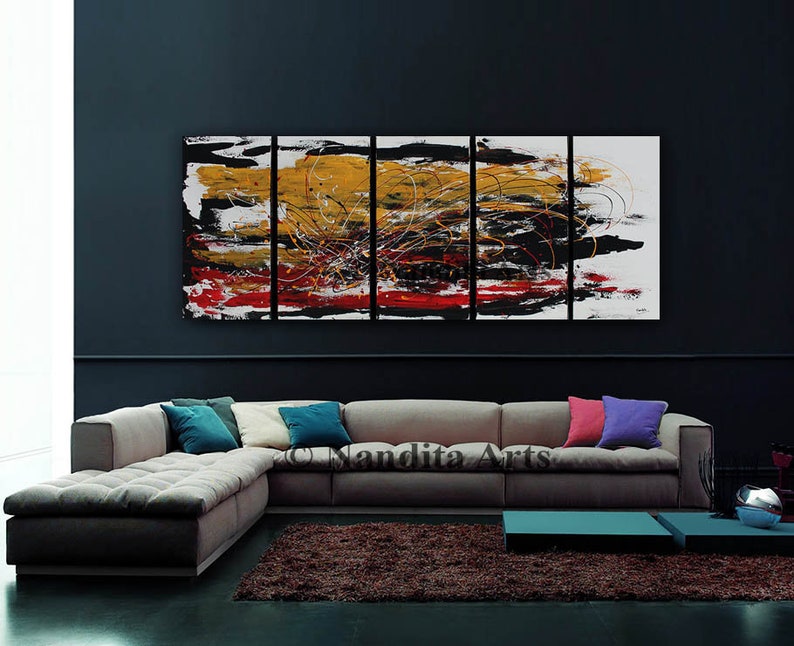 Original Painting 60x24 ABSTRACT PAINTINGS Original Huge Wall Art Home Decor large painting on canvas online fine art gallery by Nandita image 1