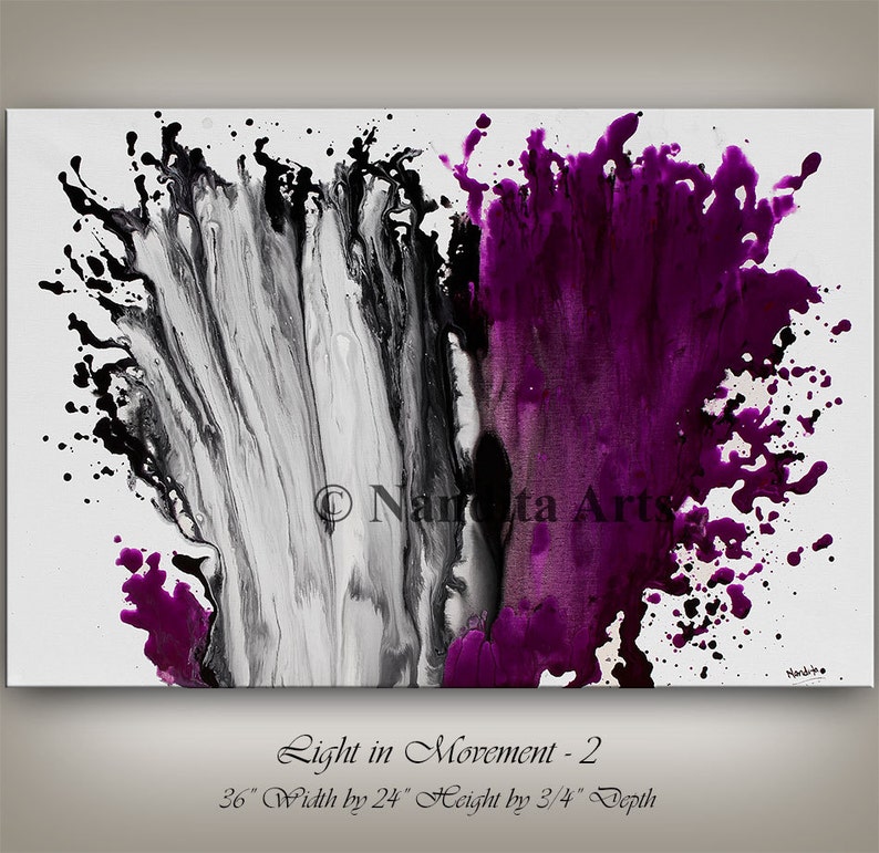 Magenta Painting 36 X 24 Acrylic Painting Canvas Art Abstract Etsy