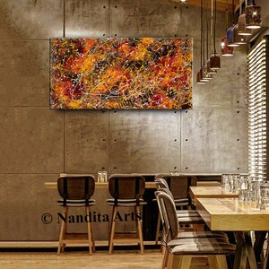 Abstract Splatter Art Large Jackson Pollock Style Painting on Canvas, Original Painting Luxury Style Home or Office Decor by Nandita image 4