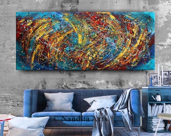 Acrylic painting jackson pollock art canvas - Modern canvas wall art painting - Personalized canvas art - Wall art canvas