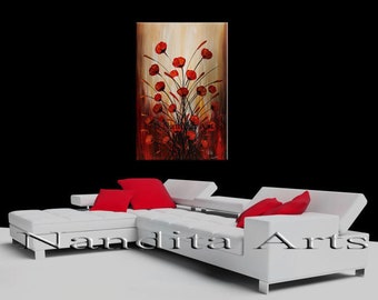 Red Poppy Flower Wall Art - Poppy Flower Painting - Poppy Flower Canvas Painting - Contemporary Canvas Wall Art