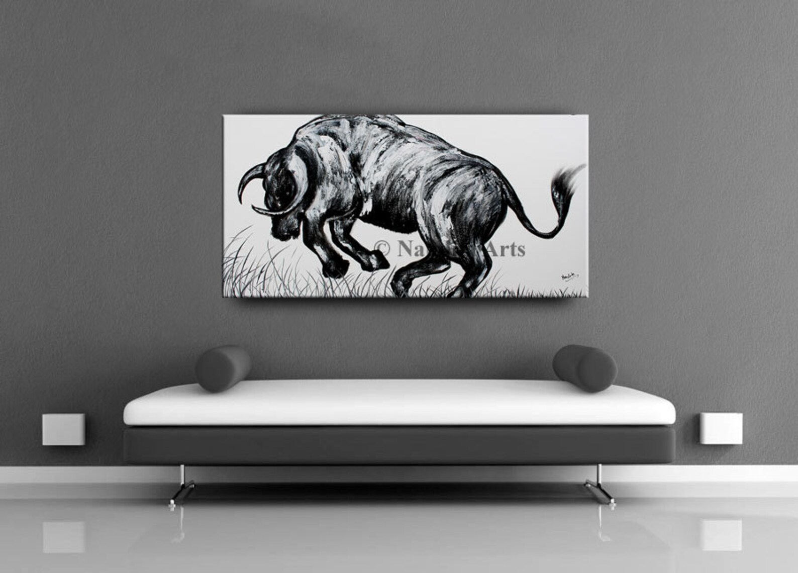 Animal Bull Painting 48 Abstract Art on Canvas Original Etsy