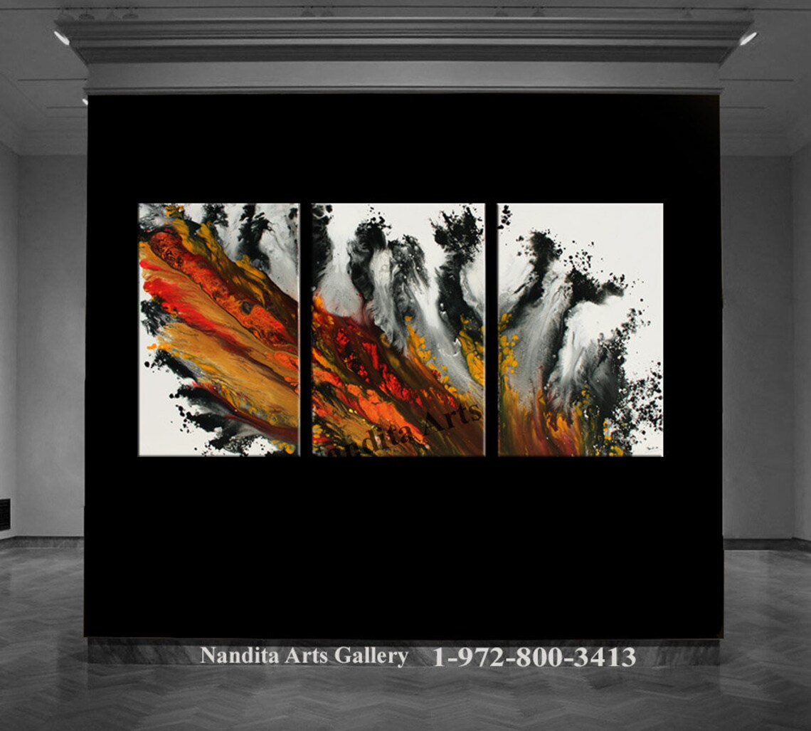 Red Orange Modern Wall Art 72 Acrylic Painting on Canvas Etsy