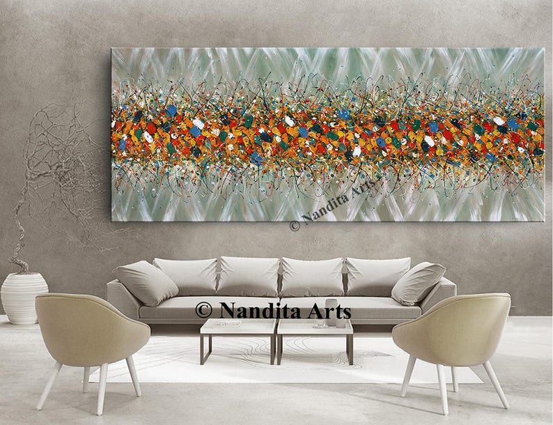 Texture Art on Canvas Jackson Pollock Style Large Abstract Painting