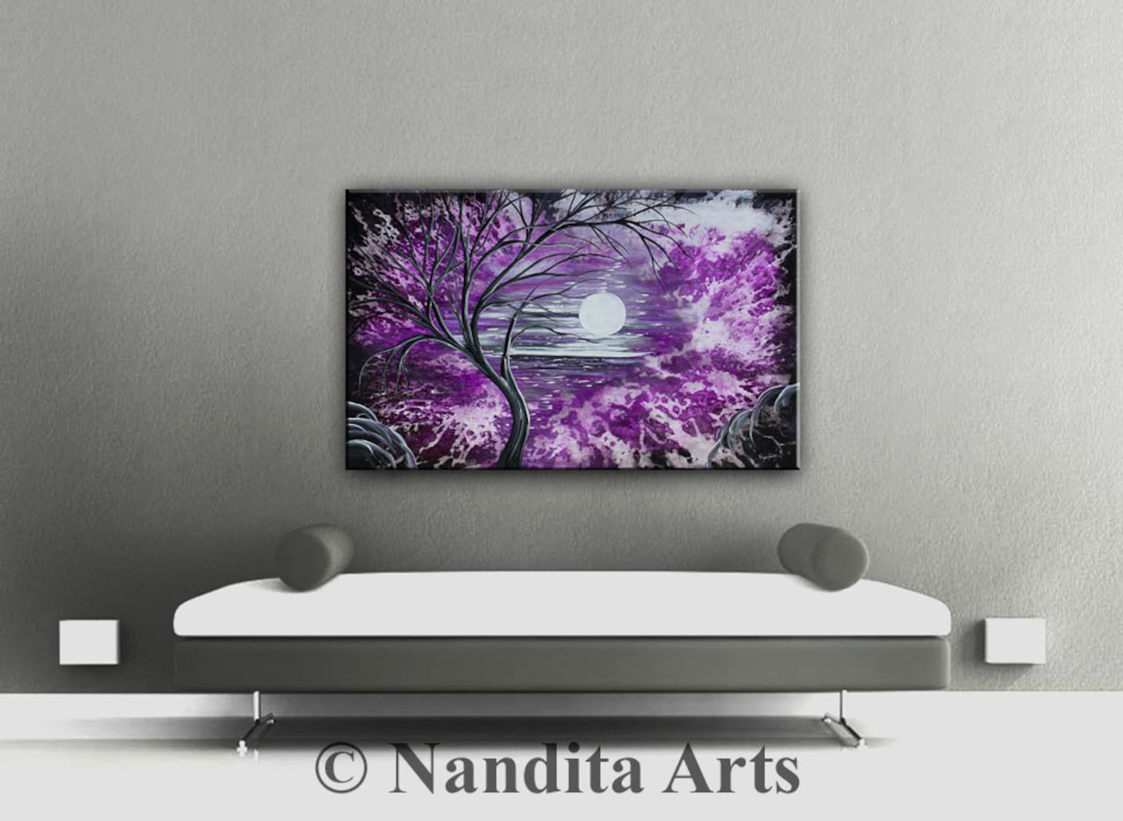 Purple Canvas Wall Art Original Landscape Art Watercolor | Etsy