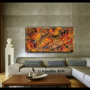 Abstract Splatter Art Large Jackson Pollock Style Painting on Canvas, Original Painting Luxury Style Home or Office Decor by Nandita image 6