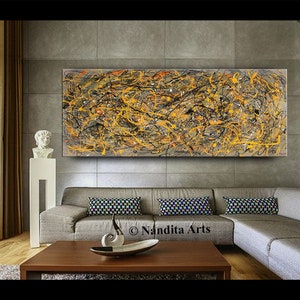 Acrylic Painting Jackson Pollock Abstract Painting 96 Handmade Blue Luxury Style Large Modern Wall Art Unique Living Room Décor image 7