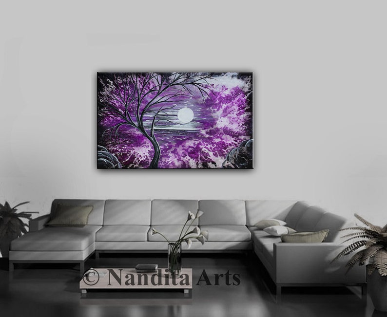 Purple Canvas Wall Art Original Landscape Art Watercolor - Etsy
